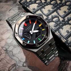 G-Shock Casioak Grey Gun-Metal Sandblasting Rainbow Dial
