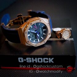 Casioak GA-2100THB-7A AP Metal สาย Sport Rubber Butterfly Blue Navy Rosegold