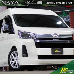 NCรีวิว.EP700 Toyota Commuter รถตู้ NAYA Wheels ALPHA-6 18x9.0 6H1390 ET35 ล้อแม็กสีไฮเปอร์ซิลเวอร์+CNCตัวหนังสือ HYPERSILVER ALPHA_Siries