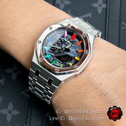 G-Shock Custom Ga-2100 Camouflage Rainbow Dial Sandblast Stainless Steel