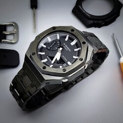 G-Shock Casioak Ga-2100 Black Full Metal AP Style white dial ของแท้ ประกัน 1ปี