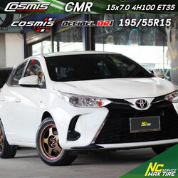 Toyota Yaris / ล้อแม็กขอบ15 / Cosmis / CMR / Racing / 15x7.0 4H100 ET35 / Decibel / DR1 / 195/55R15 / ล้อแม็กสำหรับเก๋ง / ซิตี้คาร์ / อีโค่คาร์