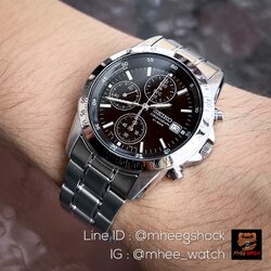 Seiko Chronograph Quartz Black Silver Steel