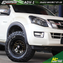 ล้อแม็กขอบ16 / ล้อแม็กออฟโรด / ISUZU D-MAX / Cosmis / Devil / ADV-1 / 16x8.0 6H139.7 ET-10 / ล้อแม็กสีดำ+มุดดำ+CNCข้างก้านไดร์ทอง+CNCตัวหนังสือ / COSMIS RACING LUG NUT / สีไฮเปอร์แบล็ค / NC