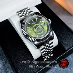 Seikomod Datejust Sky Dweller Olive Green Dial Jubilee Strap