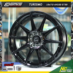 ล้อแม็กขอบ15 / Cosmis Turismo / สำหรับรถเก๋ง / สีดำหลุมเงา / 15x7.0 4H100 ET30
