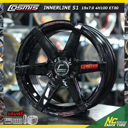 ล้อแม็กขอบ15 / Cosmis innerline s1 / สีดำเงาทั้งวง / สำหรับรถเก๋ง / 15x7.0 4H100 ET30
