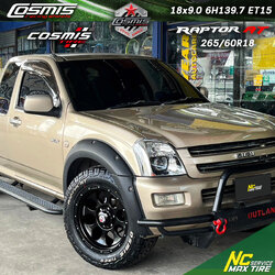 Isuzu D-max / ล้อแม็กขอบ18 / Cosmis / Devil / BOOT2 / ล้อแม็กอ็อฟโรด / 18X9.0 6H139.7 ET15 / ล้อแม็กสีดำด้านCNCข้างก้าน / RAPTOR AT / 265/60R18