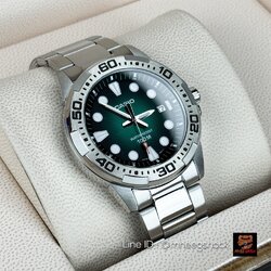 Casio Steel Tuna Green Wave Dial Steel Strap