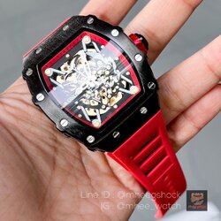 ONOLA RED Color Automatic Mechanical Watch RM Style โชว์กลไกตัวเรือนทั้งหน้าและหลัง หรูมาก