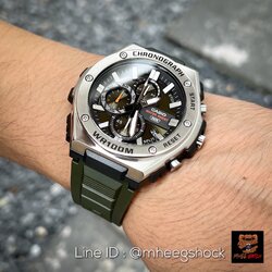 Casio Steel Military Green Chronograph Dial Green Resin Strap