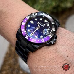 Seiko Mod Aurora(แสงเหนือ) Dial GMT Movement PVD Black Super Luminova