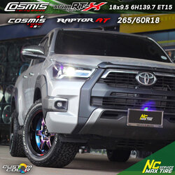 Toyota Hilux Revo / กระบะตัวสูง / ล้อแม็กขอบ18 / Cosmis / RT-X / 18x9.5 6H139.7 ET15 / Raptor AT / 265/60R18 / Custom Color