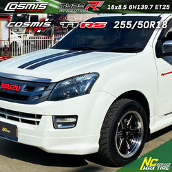 Isuzu Dmax ตัวเตี้ย / ล้อแม็กขอบ18 / Cosmis / Type-R / Revolution / ล้อแม็กสีดำขอบเงาCNCข้างก้าน+เพลทไทเท / 18x8.5 6H139.7 ET25 / T1RS / 255/50R18