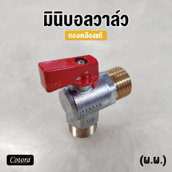 มินิบอลวาล์ว ตั้งฉาก ทองเหลืองแท้ 1/2 นิ้ว (ผ.ผ.)