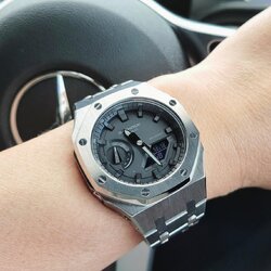 G-Shock AP stainless Custom หน้าAP Black Dialหน้าดำล้วนหายากที่สุดเลิกผลิตแล้ว Ga-2100-1a1