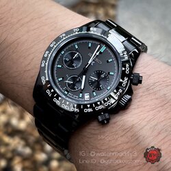 Seiko Mod Daytona Black Tiffany Color PVD Black Stainless VK63 Movement Type Quartz