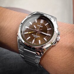 Casio Stainless Steel Solar Powered Nautilus Design Espresso Dial 46MM