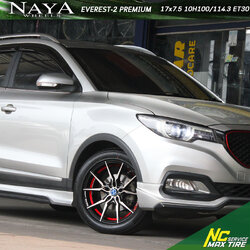 MG / ZS / ล้อแม็กขอบ17 / Cosmis / NAYA / Everest-2 Premium / 17X7.5 10H100/114.3 ET30 / ล้อแม็กสีหน้าเงาร่องดำท้องแดงกลึงตัวหนังสือ / ล้อแม็กสำหรับรถเก๋งซีดานทุกรุ่น / ล้อแม็กสวยๆ / NC