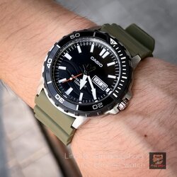 Casio Sports Military Green Rasin Strap