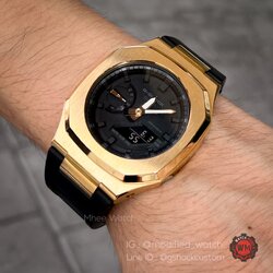 G-Shock Golden Nautilus with Gold hands and Black Rubber Strap