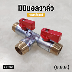 มินิบอลวาล์ว 3 ทาง แยกเปิด-ปิด อิสระ ทองเหลืองแท้ (ผ.ผ.ผ.)