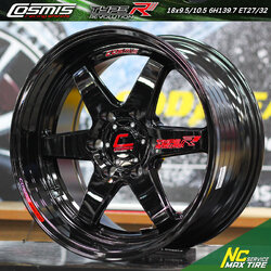 Type-r revolution / ล้อแม็กขอบ18 / Cosmis / Type-R Revolution / 18x9.5/10.5 6H139.7 ET27/32 / ล้อแม็กสีดำเงาทั้งวง / SUV / PPV / กระบะตัวเตี้ย / กระบะตัวสูง / NC