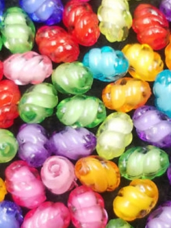 ลูกปัดอะครีลิค ทรงรูปไข่ 8 ม.ม. คละสี / 50 เม็ด