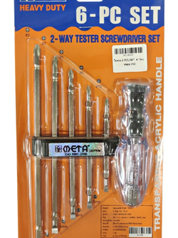 ไขควงลองไฟหัวสลับ 6ตัวชุด ไขควงเอนกประสงค์ หัวสลับ ยี่ห้อ META 6-PC SET รุ่น NO.T6-1 6 PCS./SET