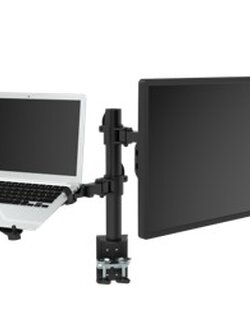 Flexispot by Essen ขาติดหน้าจอมอนิเตอร์แบบเดี่ยว พร้อมที่วางแล็ปท้อป รุ่น D1DL - สีดำ