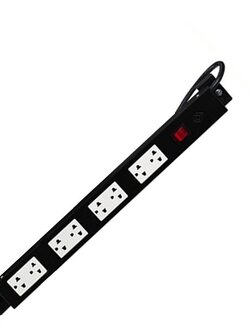 19" GERMANY G7-00008B AC Power Distribution 8 Universal Outlet w/Cable 3 M. & Surge Protection, Black