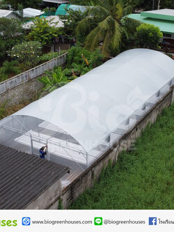 โรงเรือนจั่วโค้ง ม่านพรางแสง และชุดปลูกผักไฮโดรโปนิกส์ จ.สระแก้ว