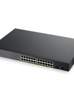 Zyxel GS1900-24HPv2 24 Ports 10/100/1000BASE-T ( 12 PoE) , + 2 Ports SFP 100/1000BASE-X Smart Managed PoE Switch with GbE Uplink (170 Watt)