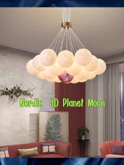 CT205A226 SOTMIA Nordic 3D Planet Moonโคมระย้าเด็ก ร้านอาหาร โคมไฟห้องนอน Bubble Ball ห้องนั่งเล่น
