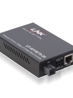 UT-0215ETS-20 10/100 SINGLE F.O. CONVERTER, SC (SM) w/AC Adapter 20 km