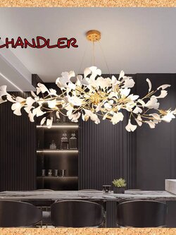 CT200A181 SOTMIA โคมไฟใบแปะก๊วย โคมไฟระย้าโถงบรรได Chandelier แชนเดอเรียยาว แชนเดอเรียโต๊ะทานข้าว