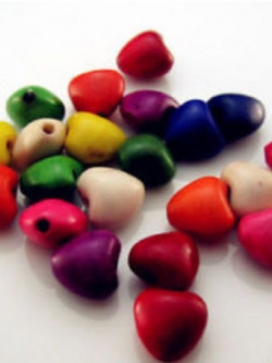 ลูกปัดหัวใจหิน คละสี / 50 เม็ด