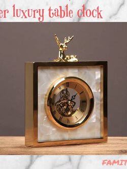 CT085C019 INTERY นาฬิกาหรูตั้งโต๊ะ นาฬิกาตั้งโต๊ะ นาฬิกาแต่งห้อง นาฬิกาฮวงจุ้ย นาฬิกาสีทองตั้งโต๊ะ European-style table