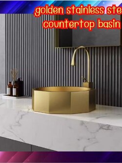 CT196D099 TSUKAERU Luxury wash basin อ่างล้างมือ อ่างสีทอง เคาน์เตออร์สีทอง