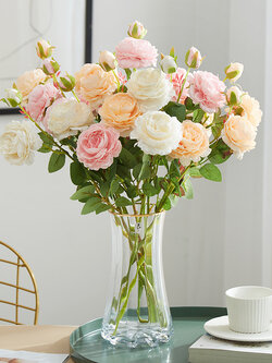 ดอกโบตั๋น 2ดอก1ก้าน Peony ดอกโบตั๋นปลอม ดอกไม้ปลอม ดอกไม้ตั้งโต๊ะ ST503E813