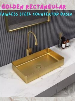 CT196D095 TSUKAERU Luxury style wash basin อ่างล้างมือ อ่างสีทอง เคาน์เตออร์สีทอง