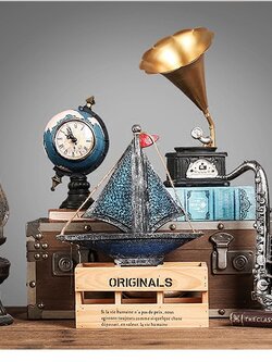 C1009B008 FAMITOSS ของตกแต่งบ้านวินเทจ โบราณ เรโทร RETRO DECORATION ตกแต่งห้อง ของขวัญ ของตั้งโชว์ นาฬิกา กระปุกออมสิน