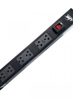 Link CH-10306A PDU 6 TIS Outlet w/Cable 3 M. + Lighting Switch w/Guard , 16A, Electronic Circuit Breaker