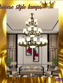 CT163A096 SOTMIA โคมไฟทรงสูง โคมไฟสไตล์จีนโคมไฟโถงบรรได โคมไฟกลางห้องนั่งเล่น โคมไฟระย้า