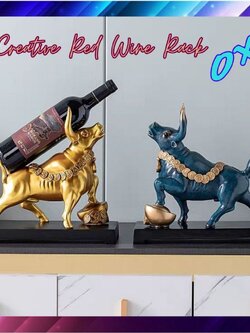 CT188D084 HOMMY ที่ตั้งขวดไวน์ โมเดลวัวกระทิง ที่ตั้งขวดไวน์รูปวัว ของตั้งโชว์