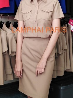 ชุดข้าราชการหญิงแขนสั้น,ชุดสีกากีแขนสั้น,ชุดลูกเสือครูหญิง,สีกากีเข้ม,ผ้าวูลนำเข้าจากอังกฤษ