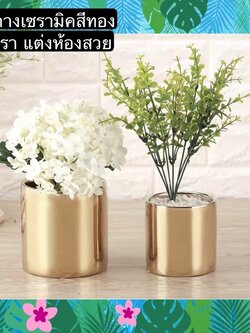 TS061J003 TROPACL กระถางกลมสีทองเซรามิค กระถางต้นไม้ กระถางสีทอง กระถางทอง กระถางเซรามิค GOLD CERAMIC PLANT POT