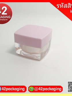 k0012-10g ถ้วยชมพูเงา ฝาชมพู #ตัวเล็ก#กระปุกเหลี่ยม ตัวใส ฝาชมพู ถ้วยชมพูเงา 10g (7069)