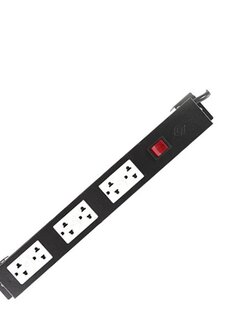 19" GERMANY G7-00006B AC Power Distribution 6 Universal Outlet w/Cable 3 M. & Surge Protection, Black