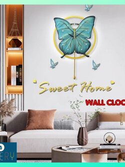 CT222C059 INTERY นาฬิกาผีเสื้อ Wall Clock Art นาฬิกาติดผนัง ไฟติดผนัง